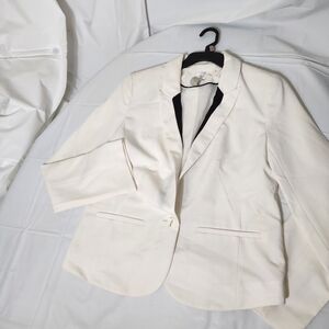 Lauren Conrad Size 12  White Black Tailored Blazer Lagenlook Collegiate Preppy